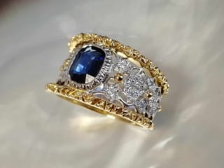 Bague en or jaune et saphir